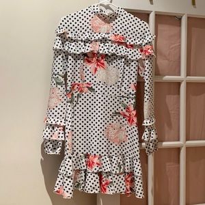 White Boohoo polka dot mini dress